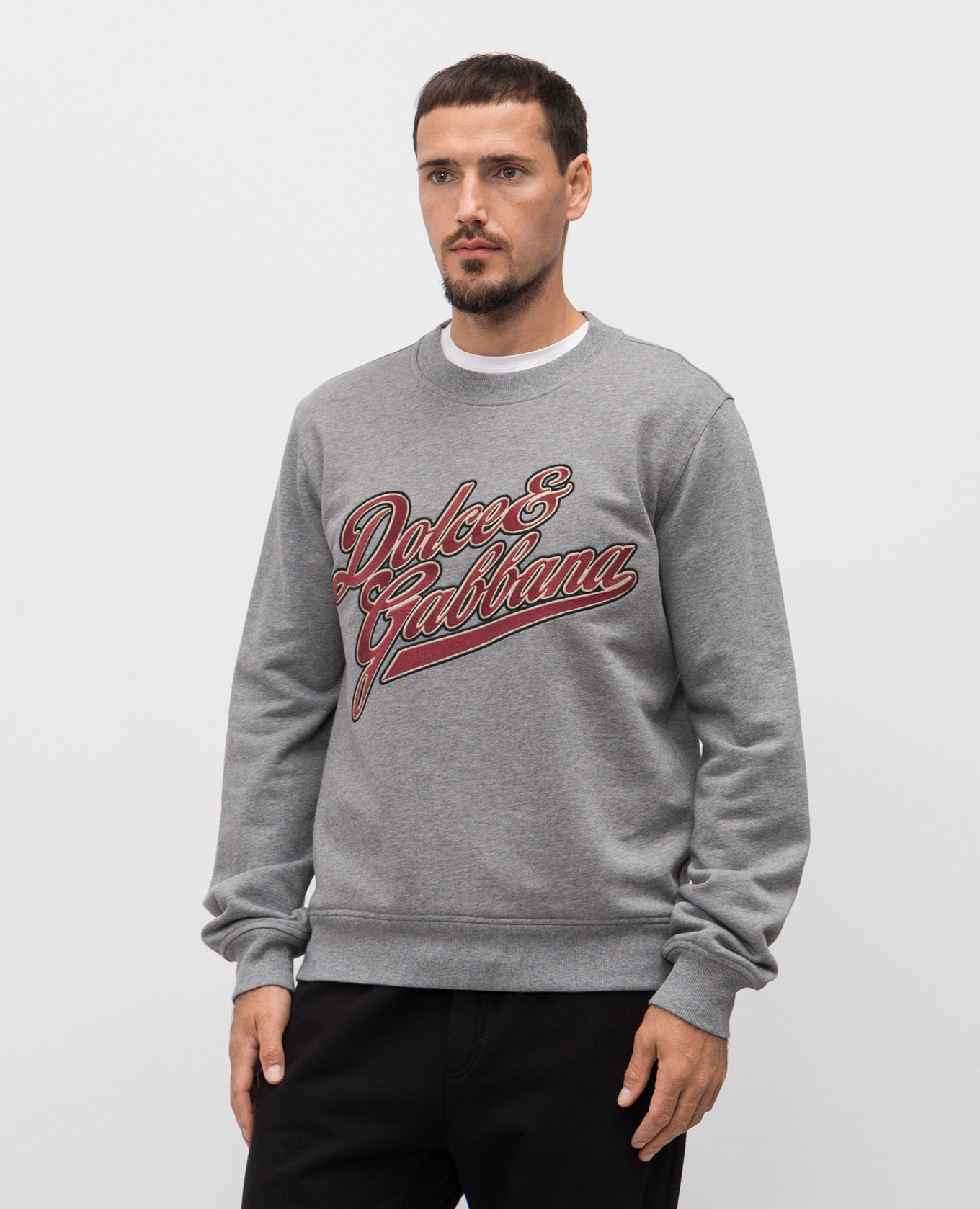 

Grey melange sweatshirt with logo embroidery Dolce&Gabbana