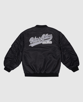 Dolce&Gabbana Children's black bomber jacket with logo print L4JB5TG7N1P