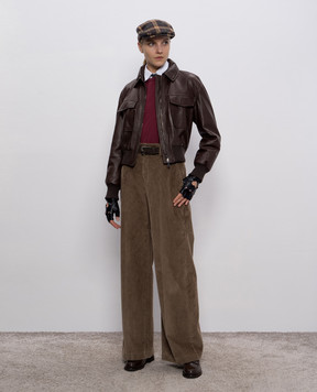 Brunello Cucinelli Burgundy T-shirt with monil chain MPT81BI100