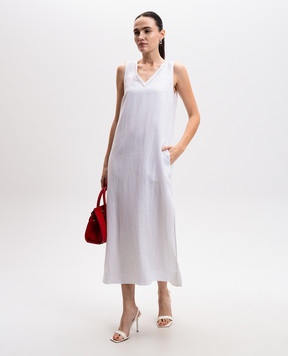 Peserico White linen dress with slits S0216802600
