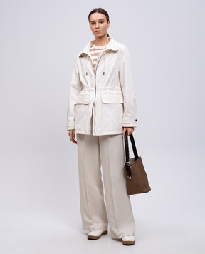 Woolrich Beige parka with logo embroidery CFWWOU1127FRUT3987