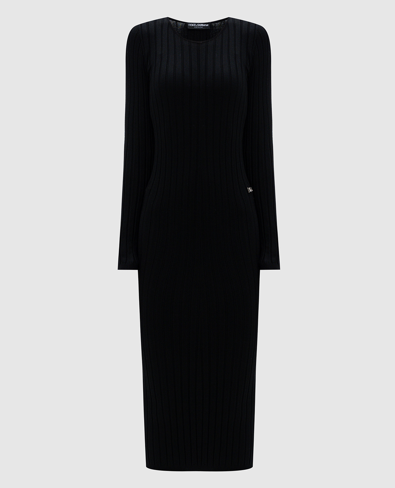 

Black ribbed dress with metallic DG logo Dolce&Gabbana