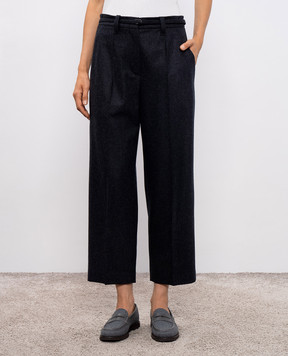 Brunello Cucinelli Gray wool pants with monil chain M038PP9052