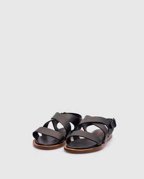 ISAIA Black leather sandals SND021LAMB1