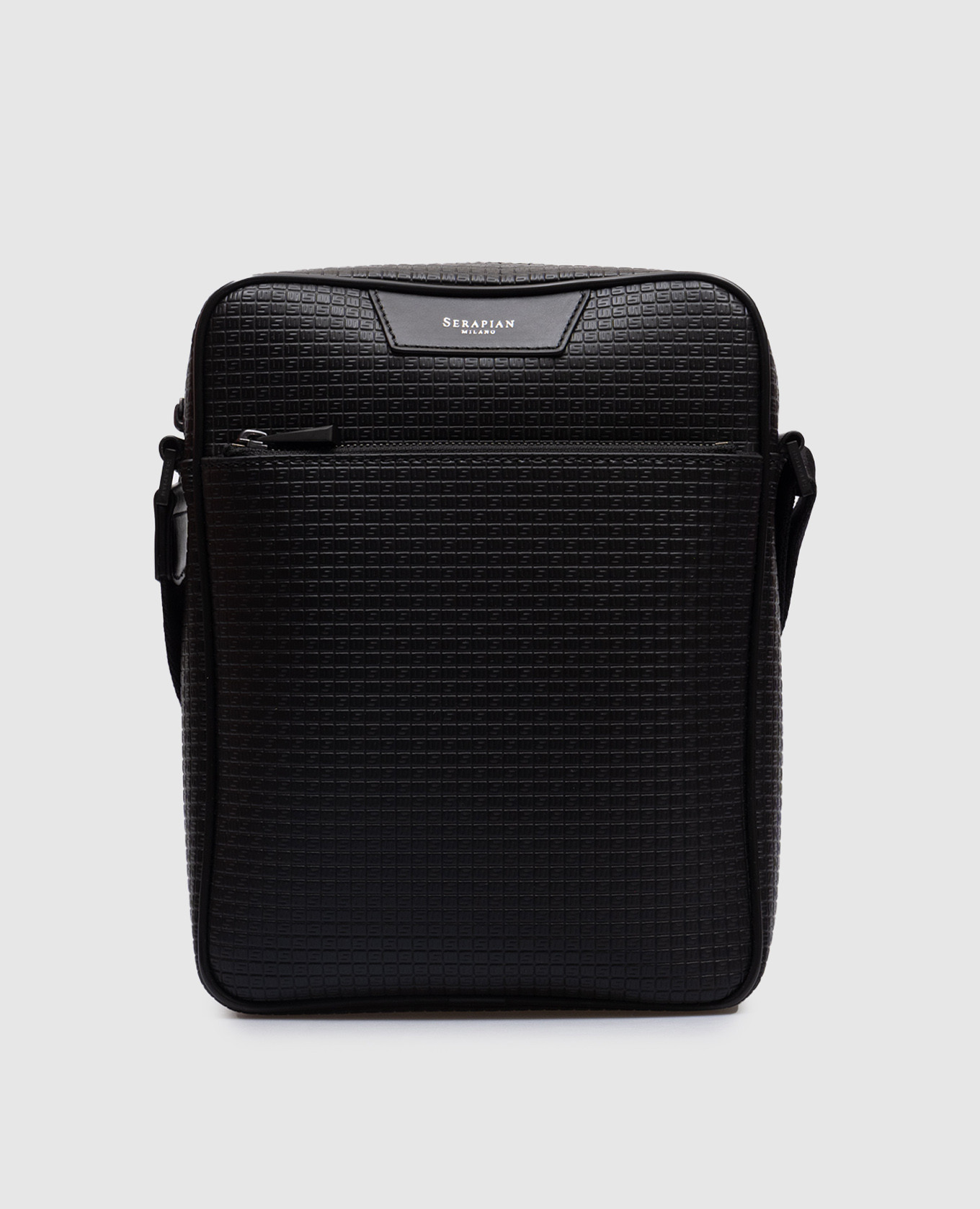 

Black leather bag with logo monogram Serapian
