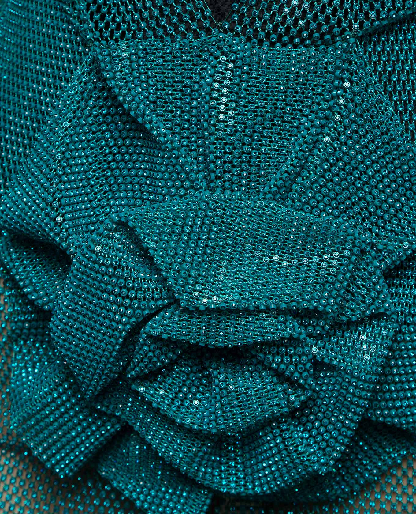 Blue crystal mini dress with flower appliqué Santa Brands 5