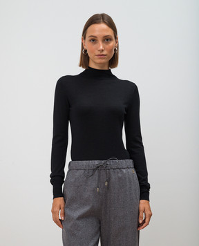 COLOMBO Black cashmere and silk jumper with metallic logo MA04558256JA