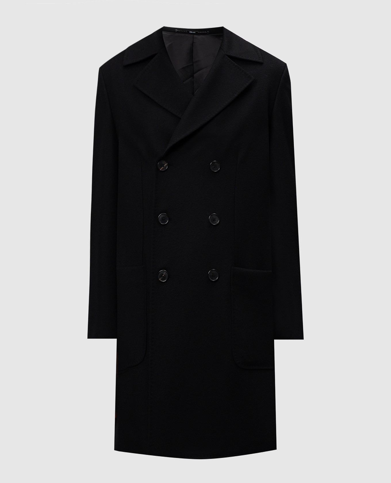 Heresis Black double-breasted coat made of wool