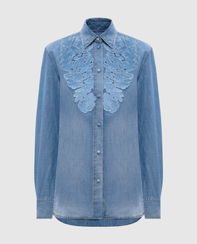 Ermanno Scervino Blue denim shirt with linen D462K317TZD