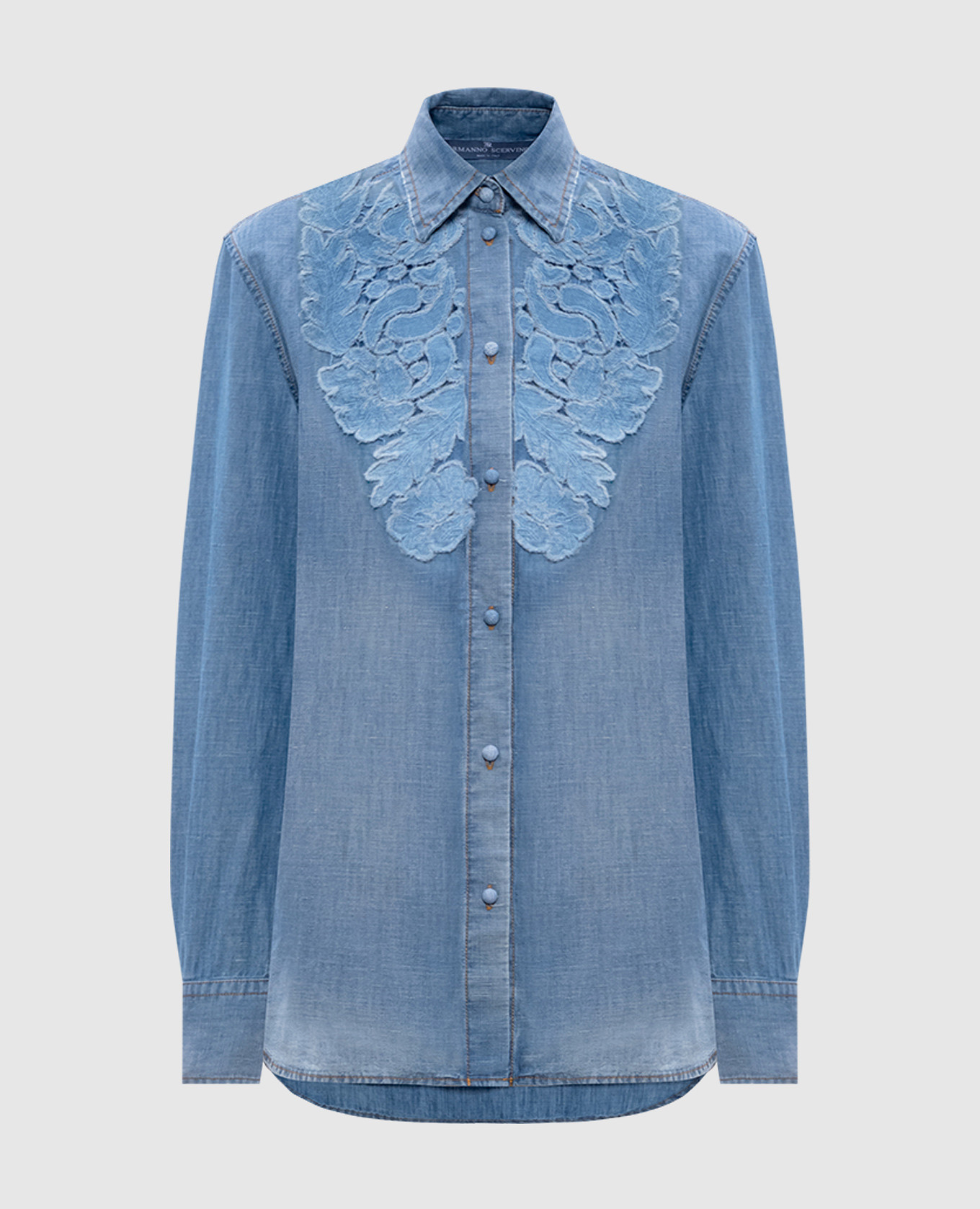 

Blue denim shirt with linen Ermanno Scervino, Light blue