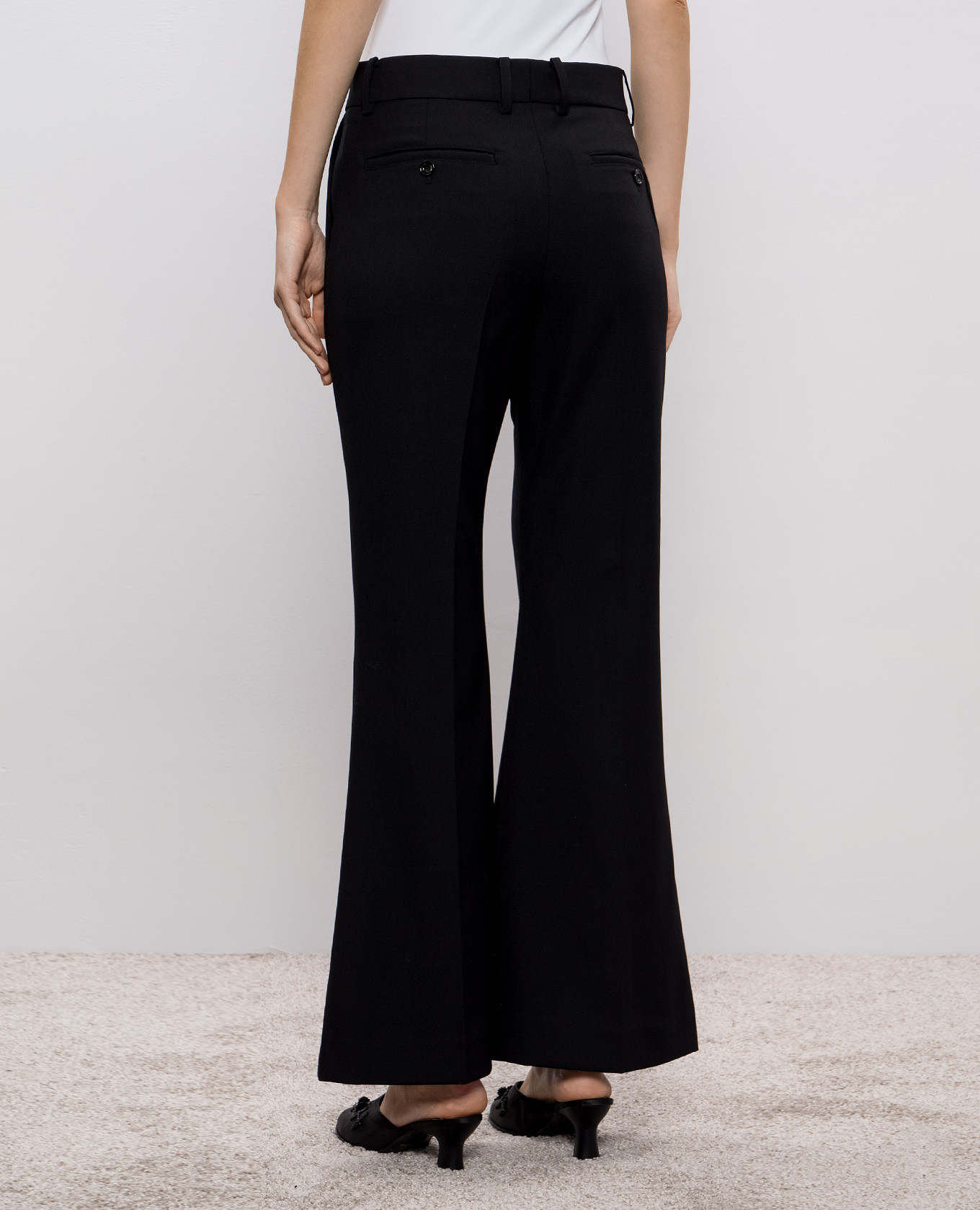 Black flared pants with wool Rokh 4