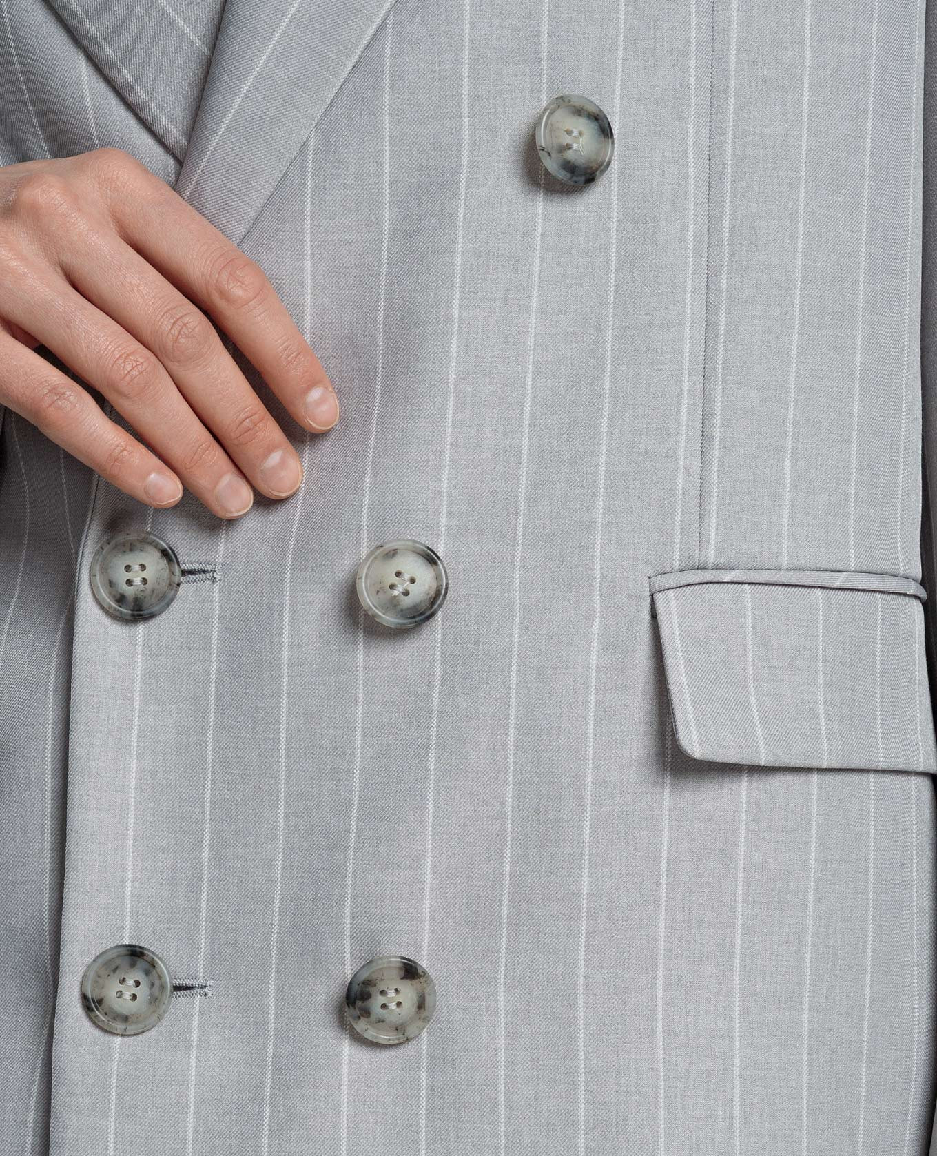 

Gray double-breasted striped jacket The Andamane, Grey