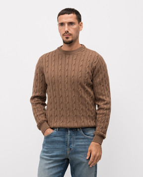 Peserico Brown wool sweater with textured pattern R59422F079044B