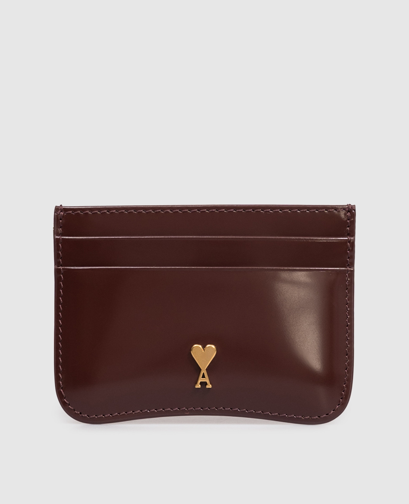 Burgundy leather glossy cardholder Ami Paris
