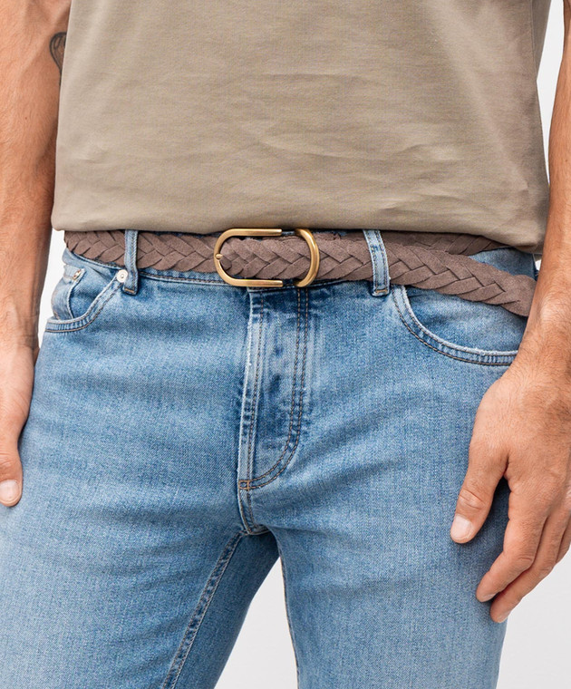 BRUNELLO CUCINELLI ♪ Bull suede braidedベルト MAURP333C2637 Brunello Cucinelli - Brown suede braided belt MAURP333