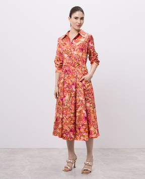 Momoni Orange PAPAYA silk blouse with floral print 255MMOSH011255MO09