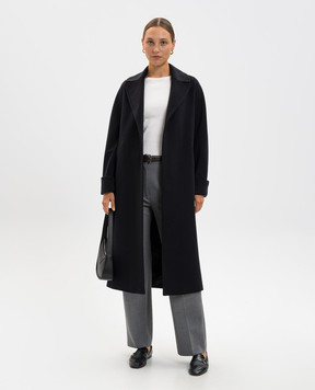 Heresis Black cashmere coat with belt M11120I560