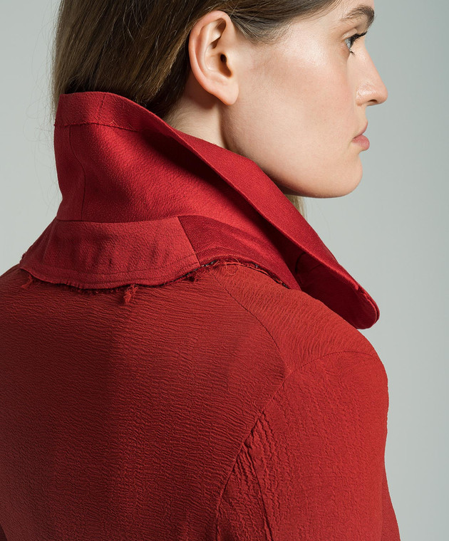 Marc Le Bihan - Red elongated jacket with silk with a reaper