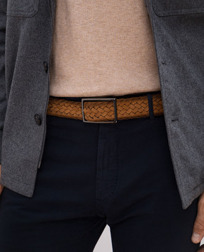 MooRER RICHARD beige suede braided belt RICHARDPC2