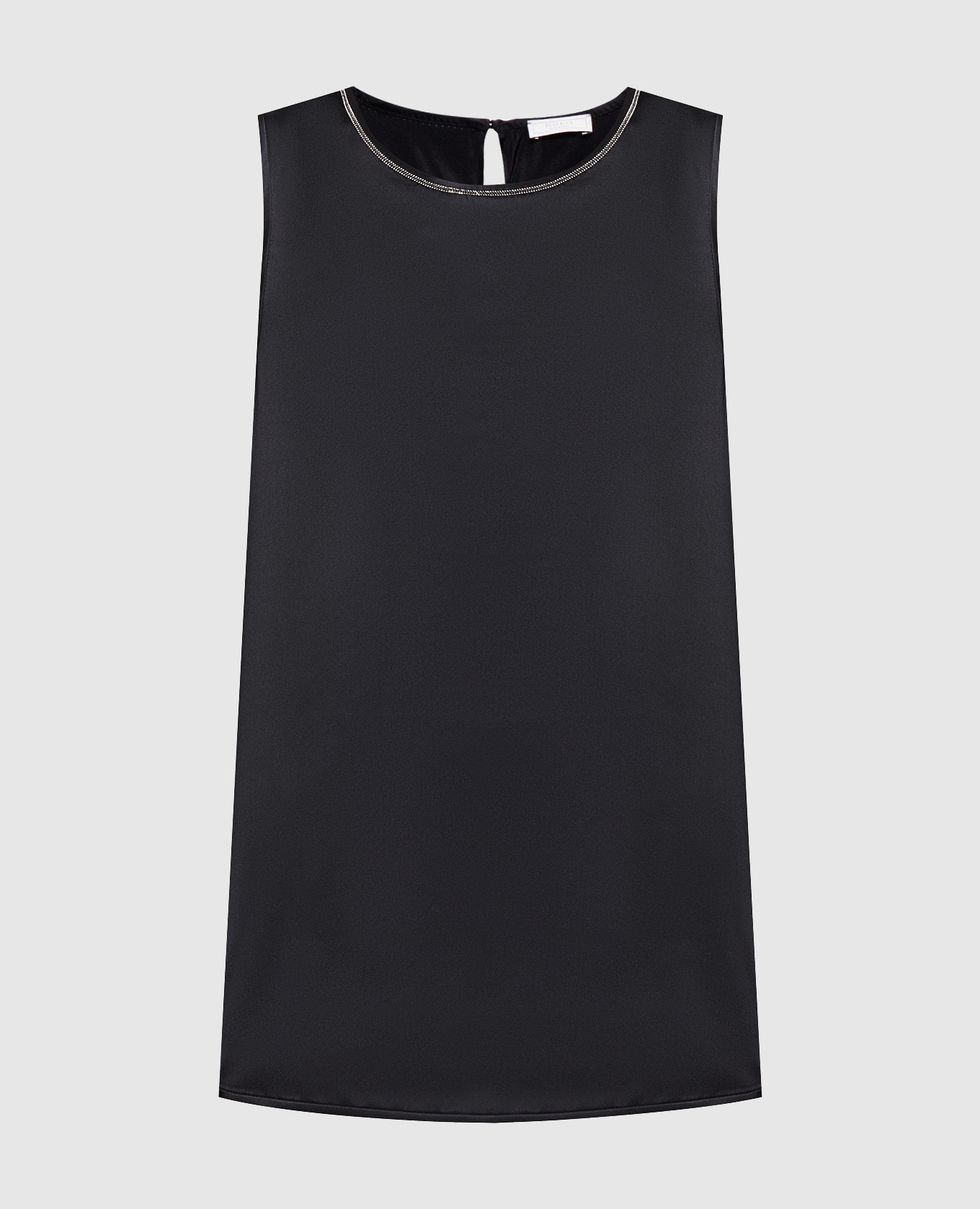 Black silk top with monil chain Peserico