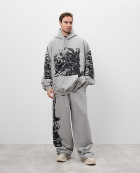 Vetements Gray melange printed hoodie UA66HD720G