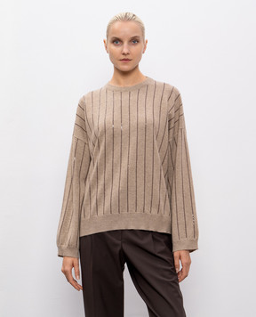 Brunello Cucinelli Beige cashmere sweater with sequins M12215100