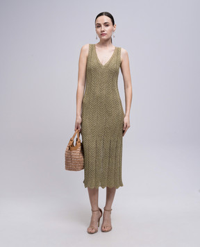 Twinset Beige midi dress with lurex 251TT319A