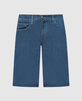 Stefano Ricci Blue denim shorts with linen MFT5103220T205BL