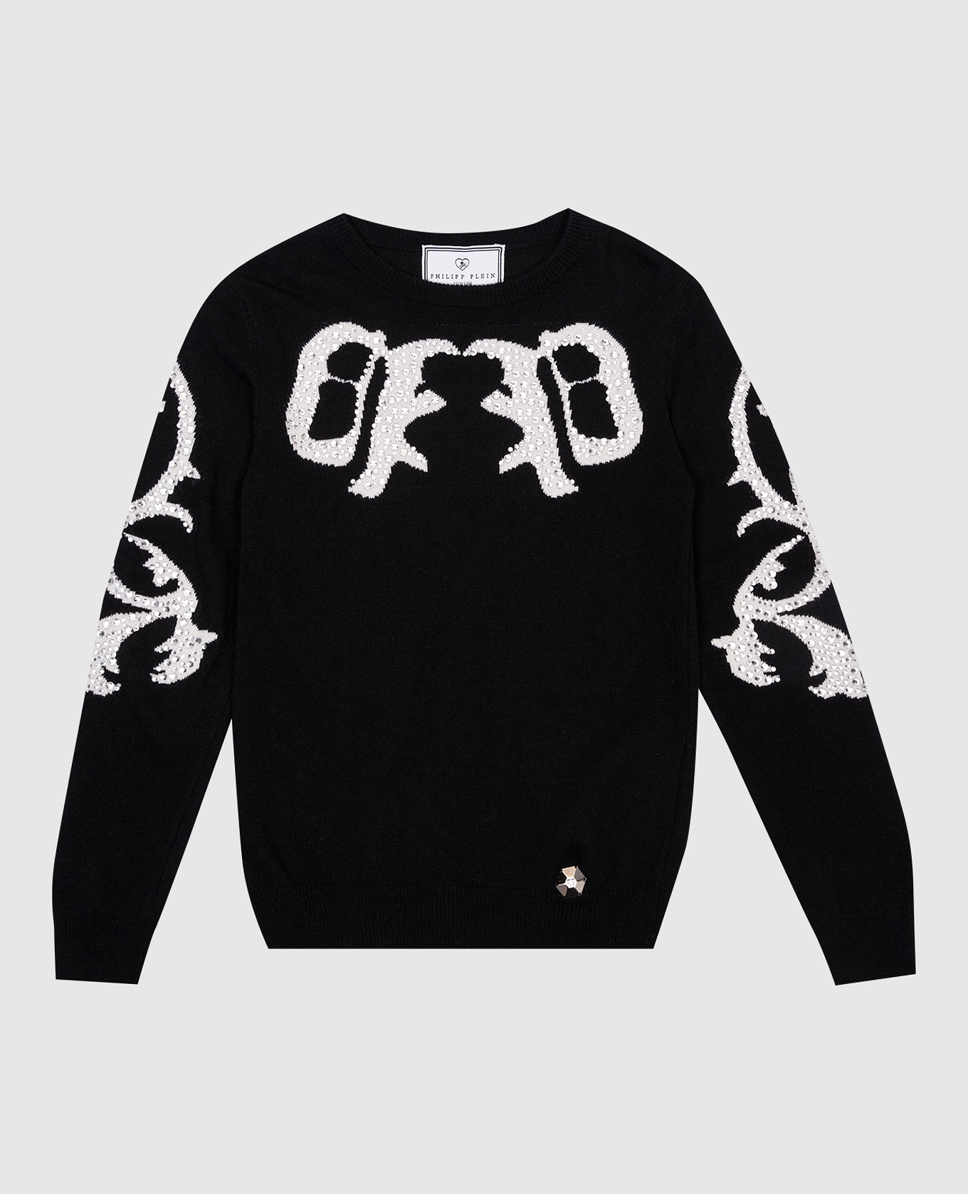 

Children's black wool and cashmere jumper with crystals Philipp Plein, Черный