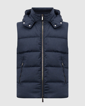 MooRER Fire blue wool and cashmere down vest FIRELL