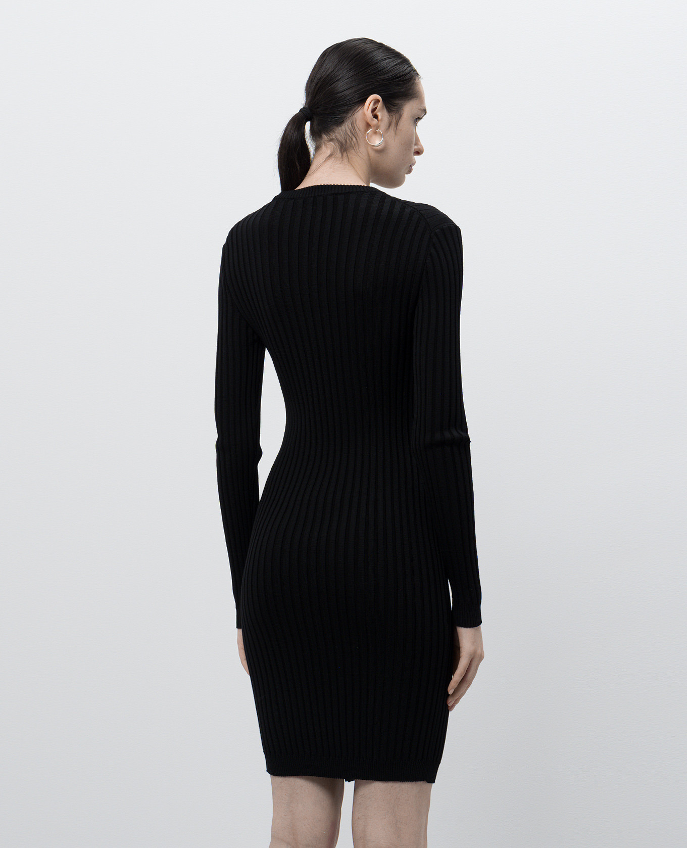 Black wool mini dress with branded studs Versace 4