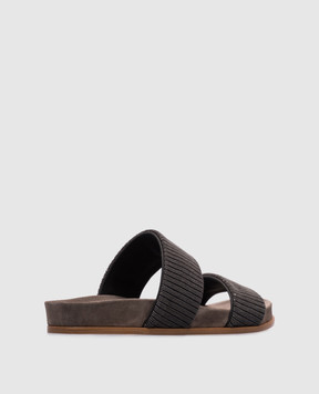 Brunello Cucinelli Gray flip-flops with a monil chain MZ45C2880