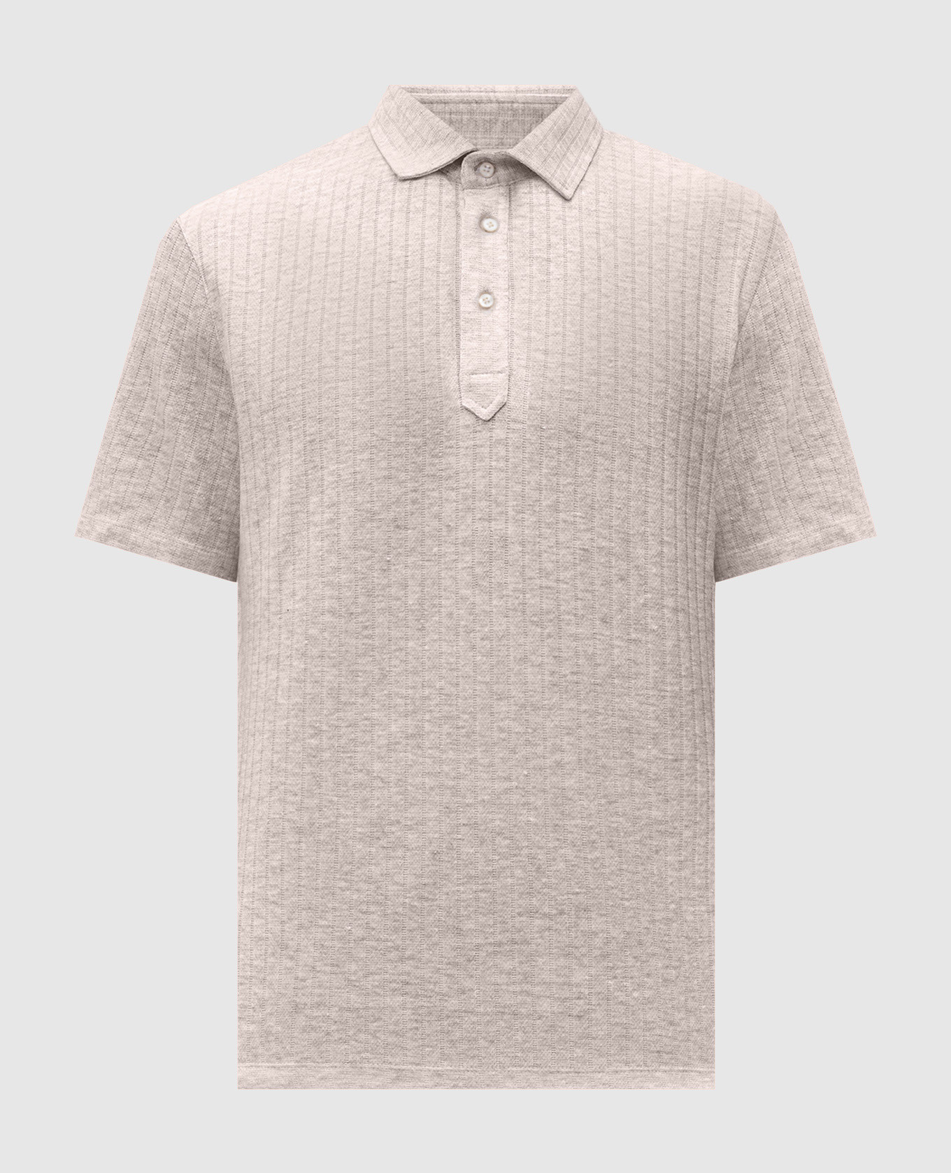 Beige polo shirt with linen pattern Brunello Cucinelli