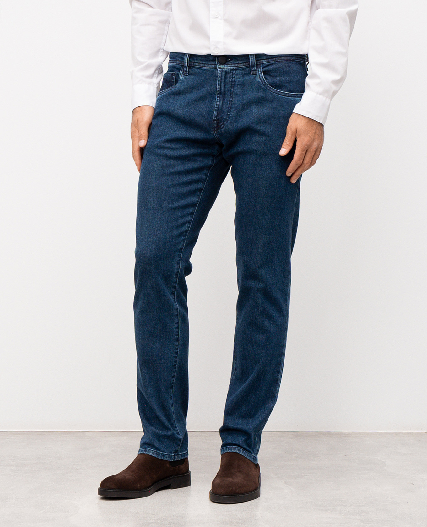 Blue jeans with patch and logo embroidery Scissor Scriptor 3