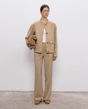 Enrico Mandelli Beige wool jacket with logo 1D603A4531