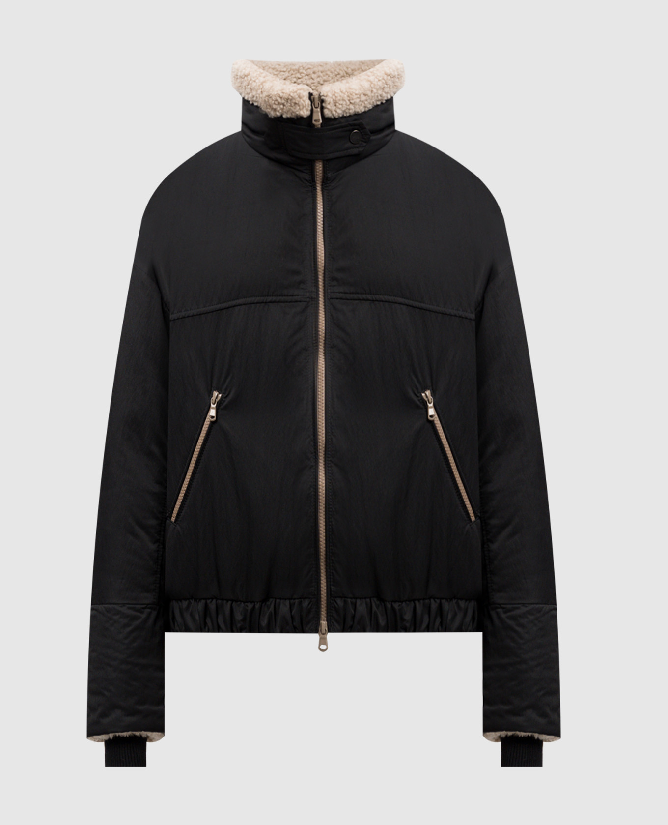Black down jacket with monil chain brunello cucinelli