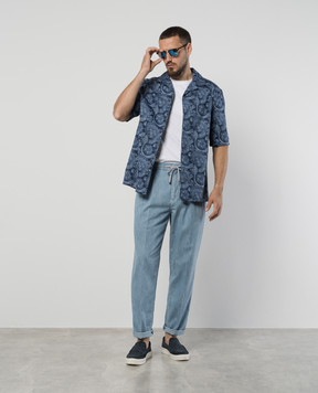 Brunello Cucinelli Blue shirt in paisley print MM6640615P