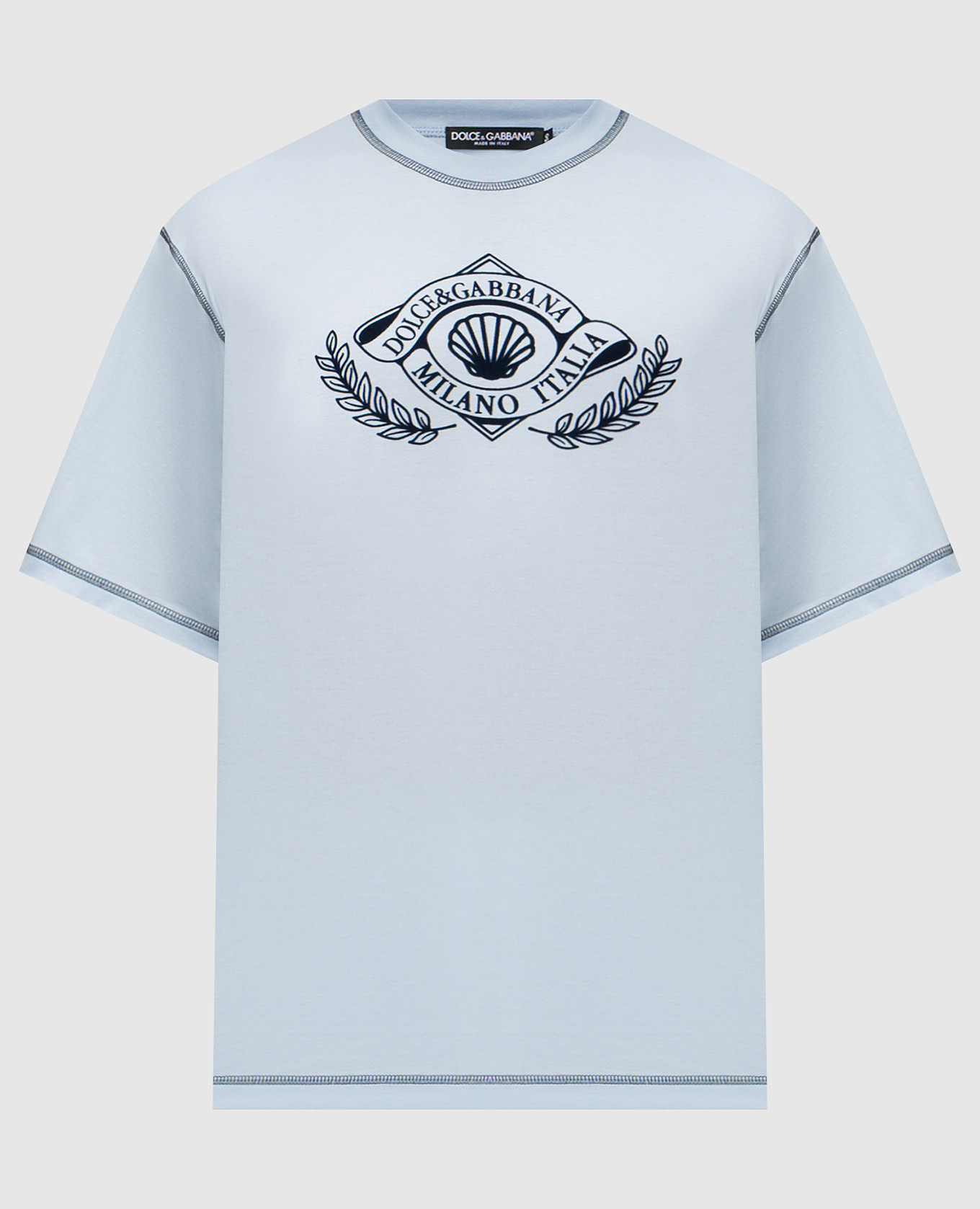 Blue T-shirt with textured logo Dolce&Gabbana
