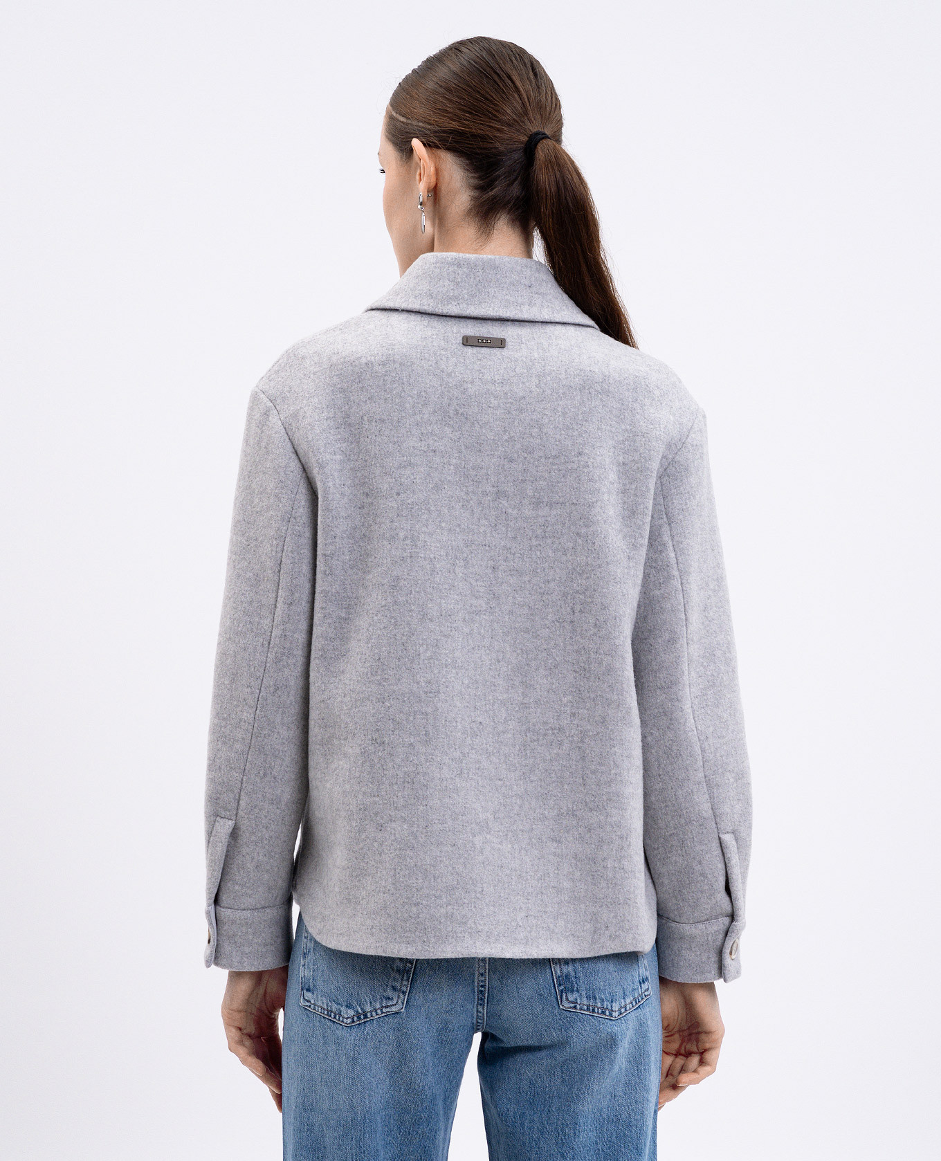 Gray cropped coat with wool and cashmere Peserico 4