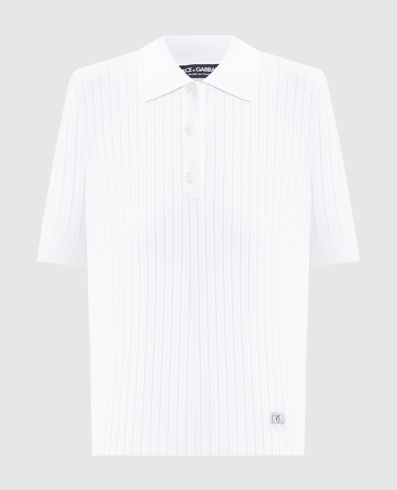 

White ribbed polo shirt with logo Dolce&Gabbana