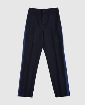 Dolce&Gabbana Children's blue pants made of wool with stripes and a logo L44P52G7NMP