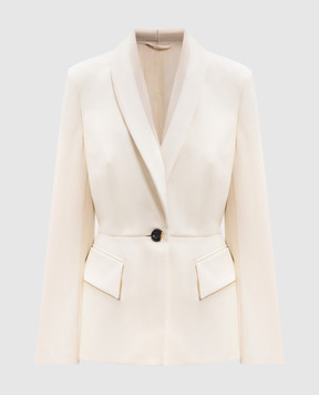 Del Core COLLO A SCIALLE white jacket with wool J001062T0891