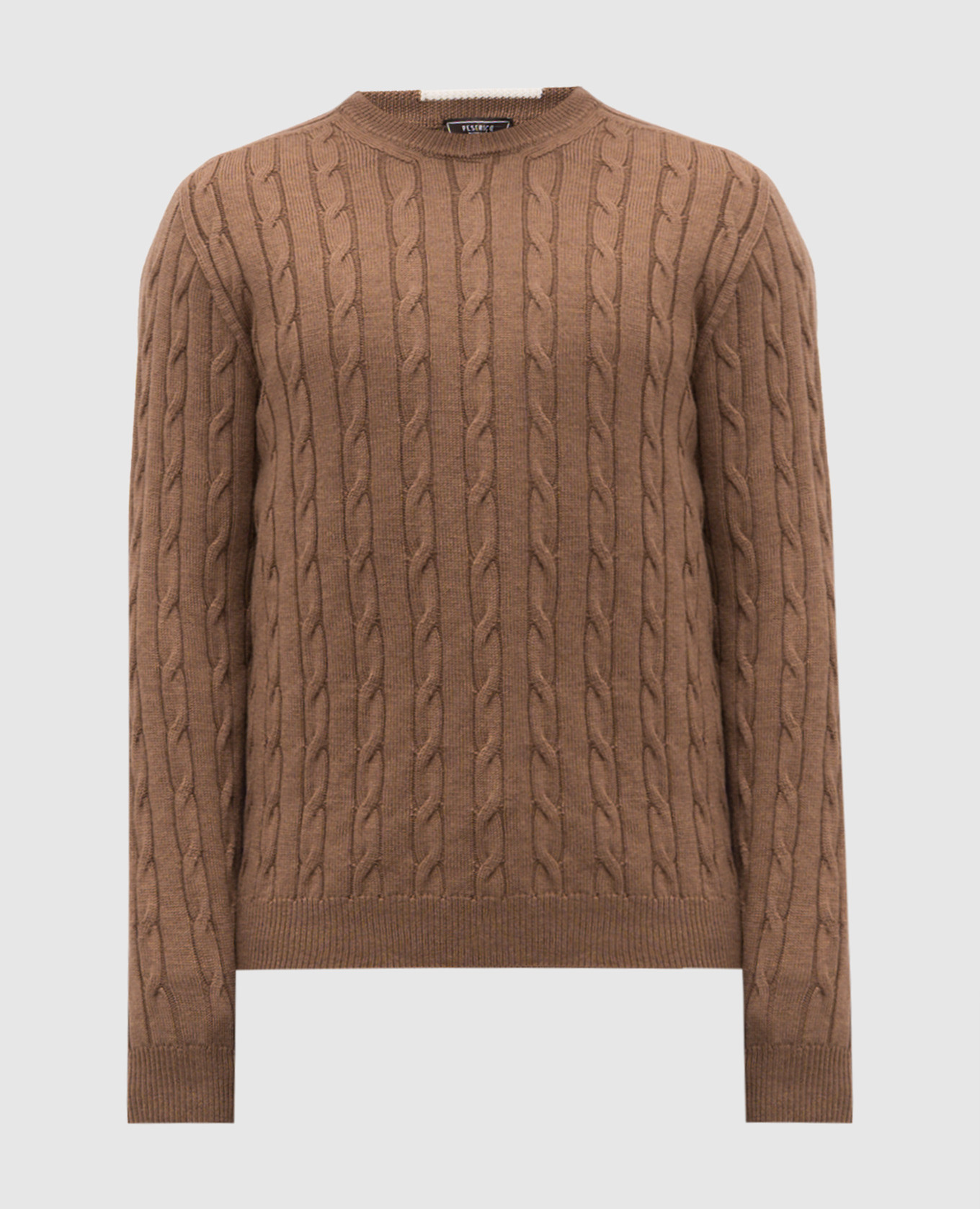 Brown wool sweater with textured pattern Peserico