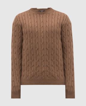 Peserico Brown wool sweater with textured pattern R59422F079044B