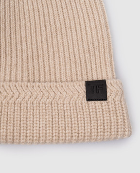 Tom Ford Beige wool and cashmere cap with logo KHR003YMW041S24