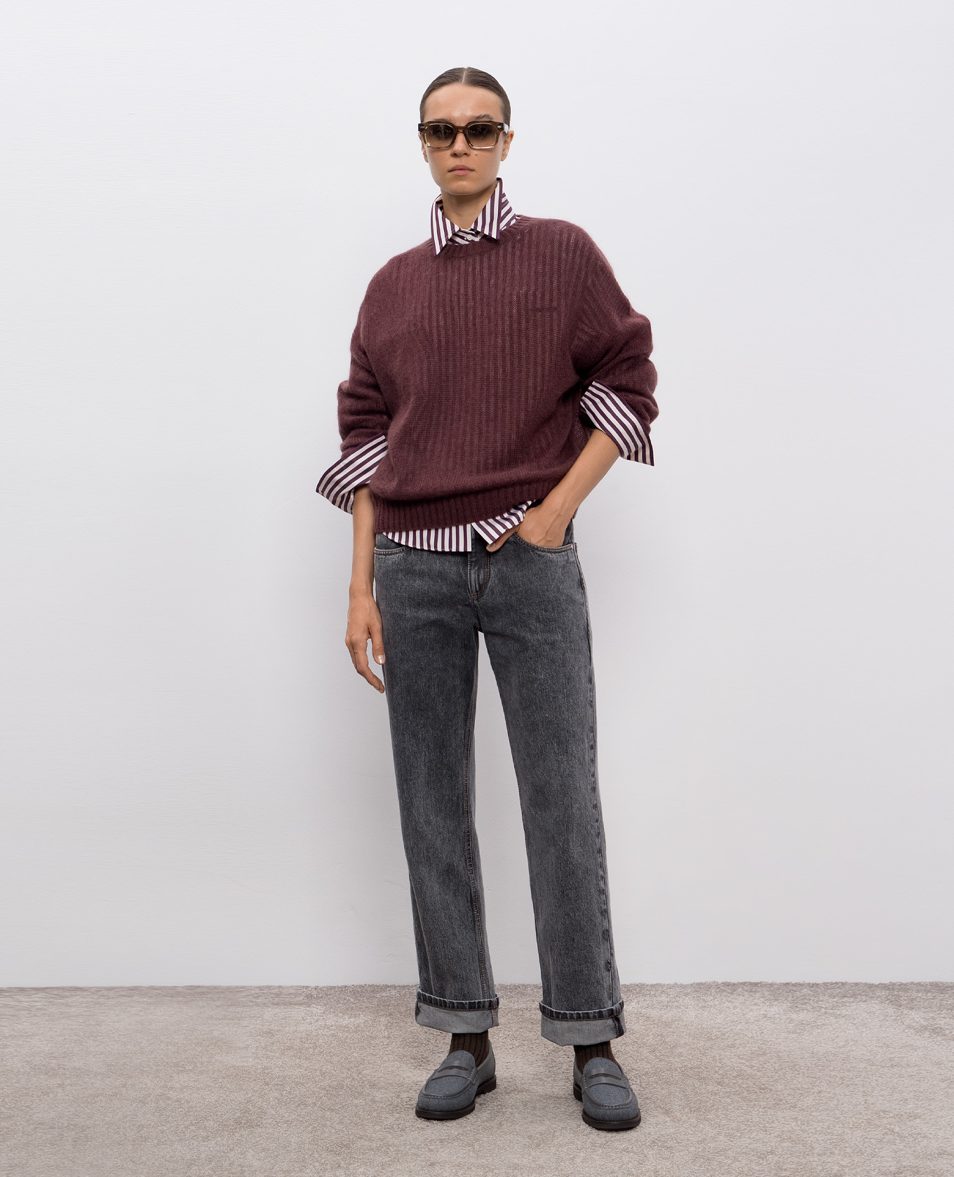 

Striped shirt with monil chain Brunello Cucinelli, Beige