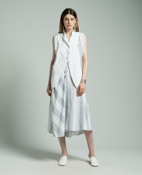 Marc Le Bihan White striped vest with a reaper effect 2206