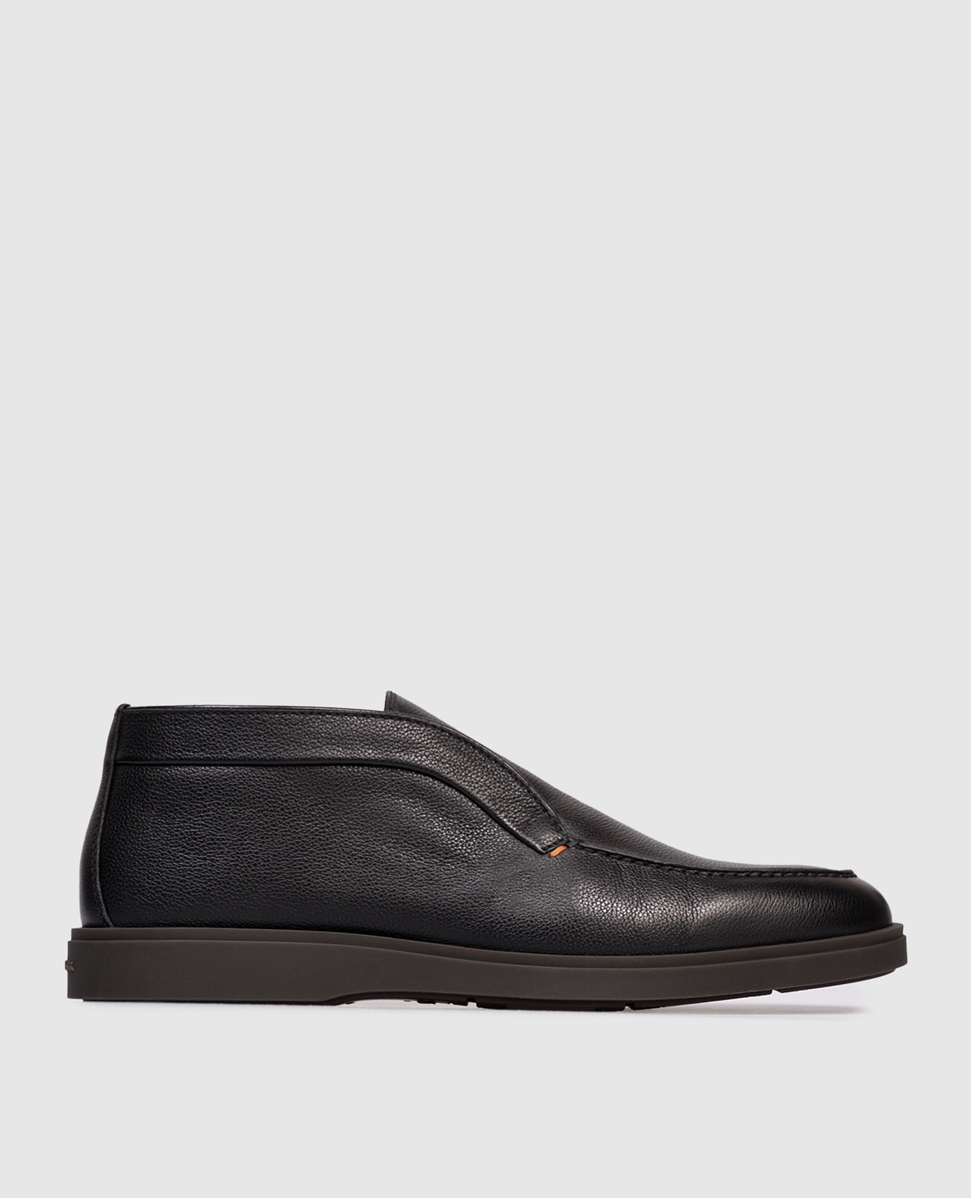 Black leather deserts with fur Santoni