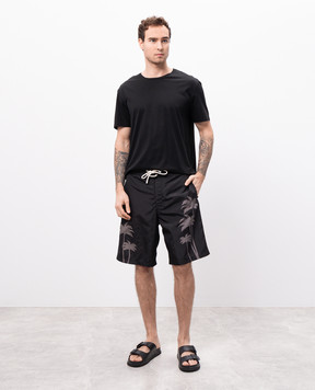 Palm Angels Black palm tree print swim shorts PMFD017S25FAB003