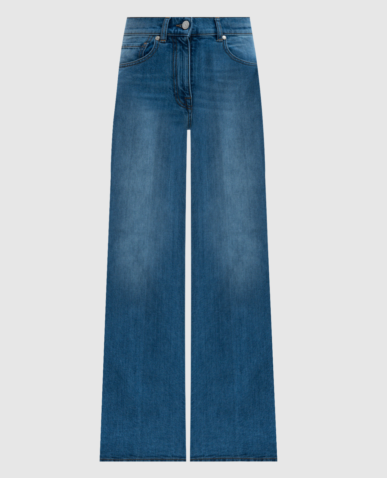 

Blue flared jeans with a distressed effect and a logo patch Peserico, Light blue